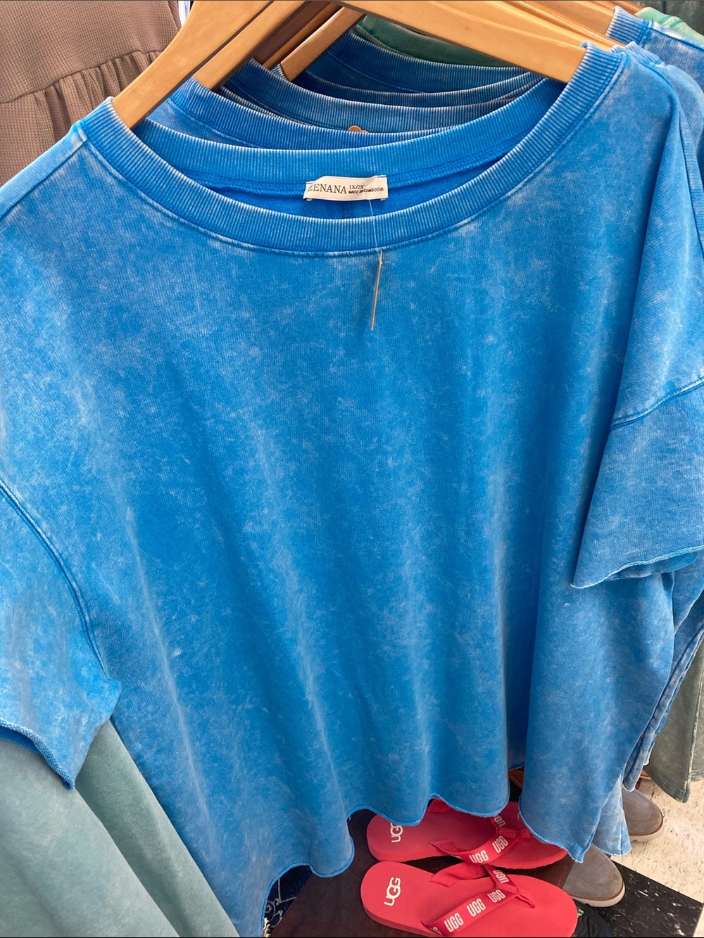 Zenana Outfitters Sky Blue Mineral-Wash Short Sleeve women’s plus